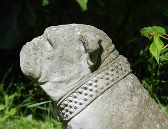 Antique Handsome British Bulldog Garden Statue composite stone 