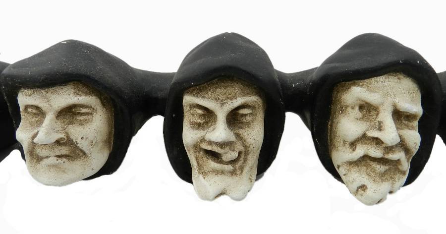 French Gargoyle Heads Plaster Statue 7 Misericord Monks