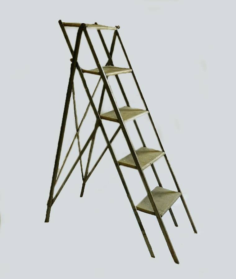 Mid Century French Step Ladder Industrial Loft