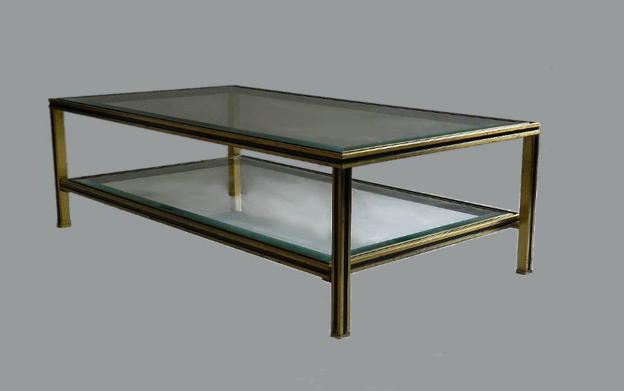 1970s French Coffee Table by Pierre Vandel Glass  Metal