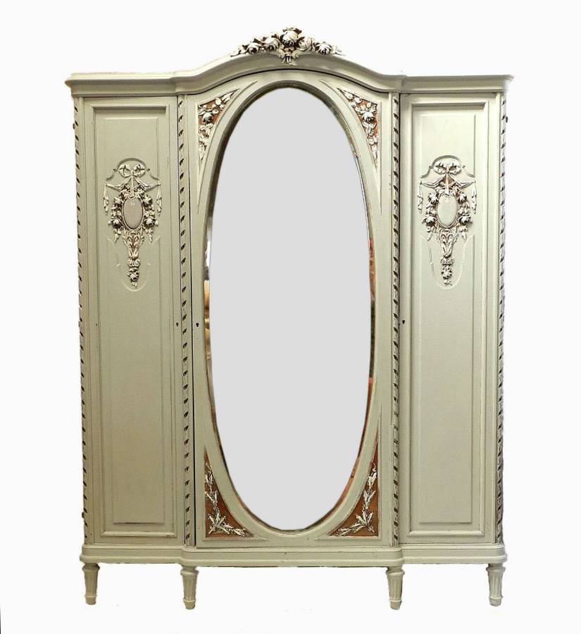 French Armoire painted C19 Louis XVI 