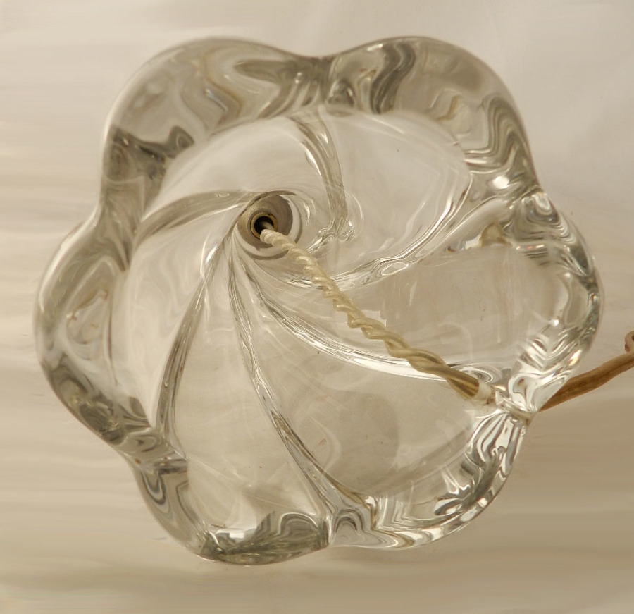 Antique French Glass Lamp Base Mid Century Table Light ANTIQUES.CO.UK