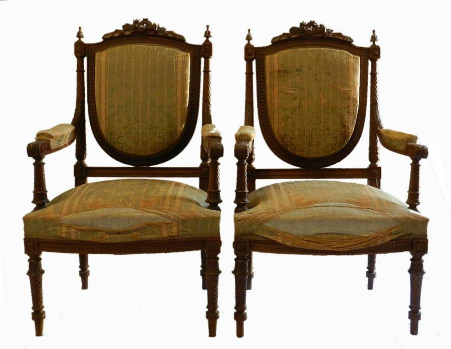 Pair of Antique French Armchairs Louis XVI