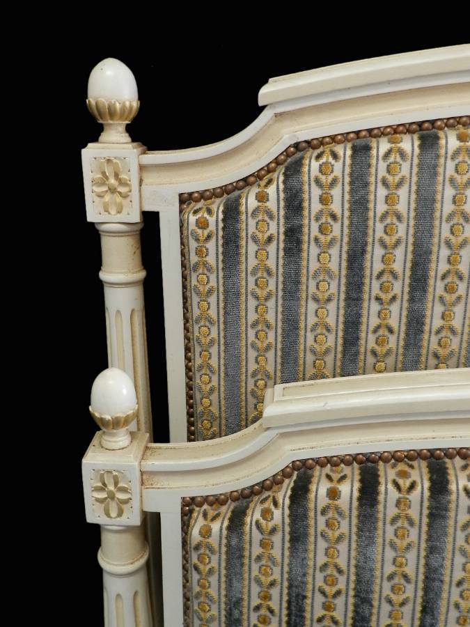 Antique Pair French Twin Beds Upholstered original paint ANTIQUES.CO.UK
