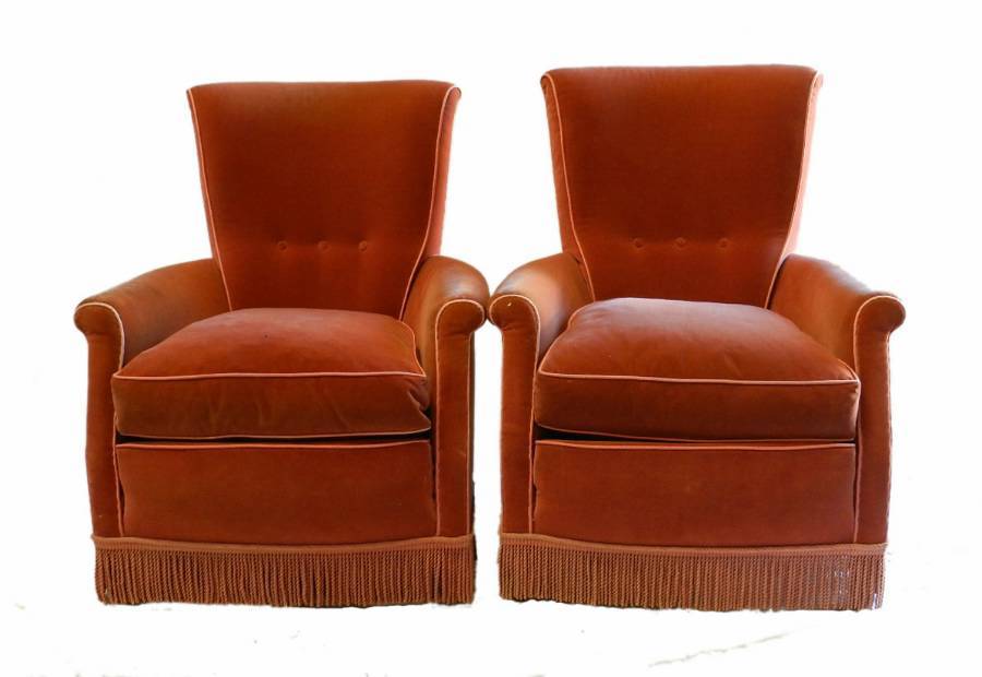 Stylish Pair French Art Deco Armchairs
