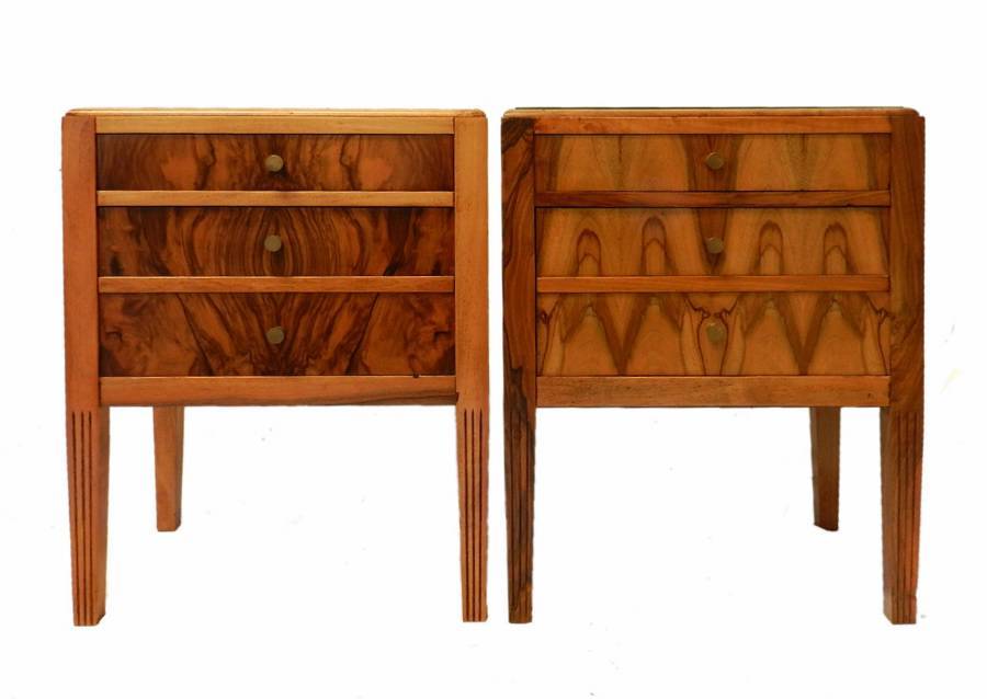 Unusual Pair Art Deco Side Cabinets Nightstand Bedside Tables