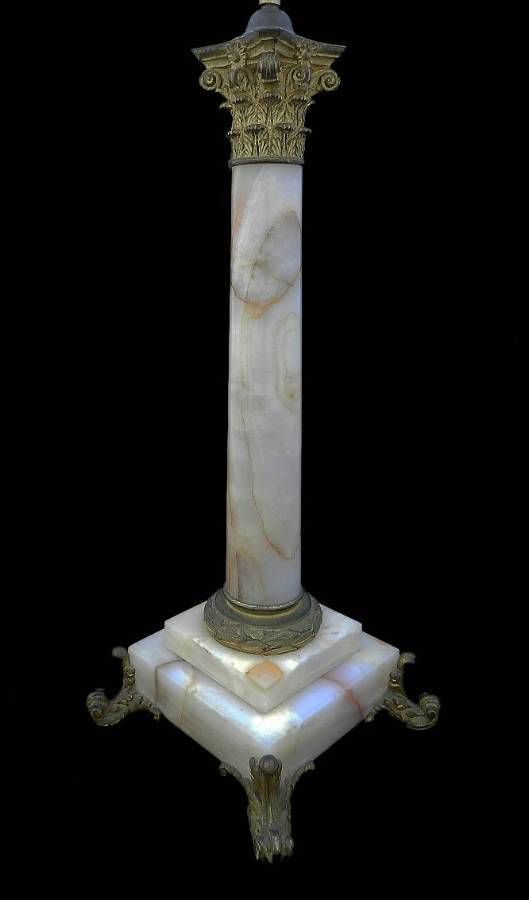C19 French Table Lamp Column Marble  Ormolu