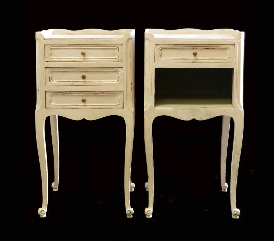Pair French Side Cabinets Bedside Tables Nightstands vintage Painted Louis