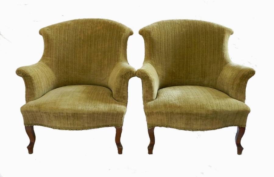 Pair C19 Louis French Armchairs 