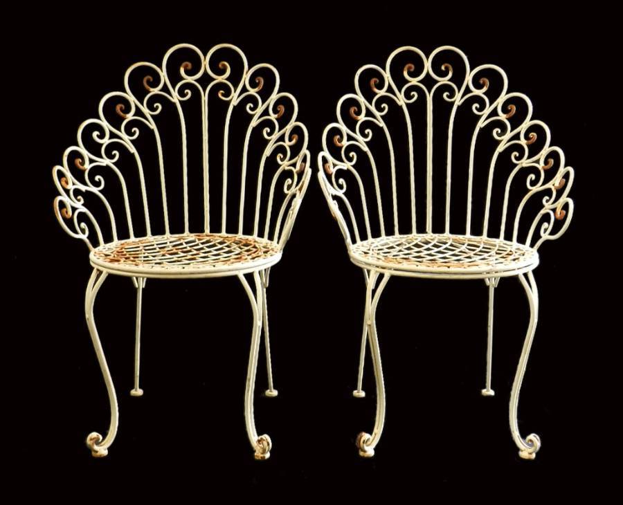 Pair French Garden Chairs Iron early C20