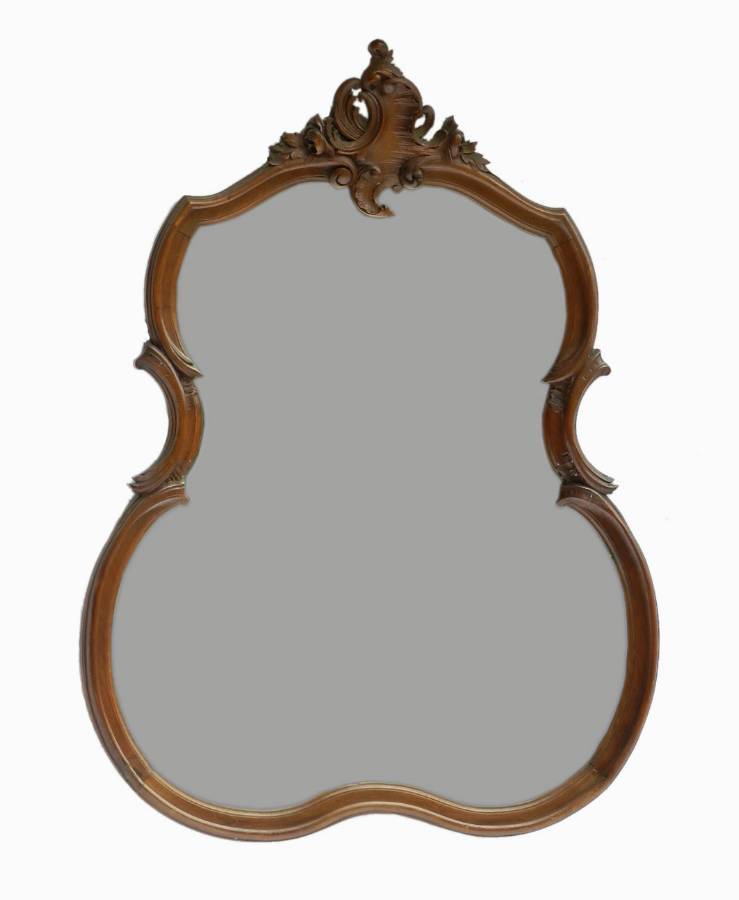 C19 Rococo French Mirror Louis Carved Walnut