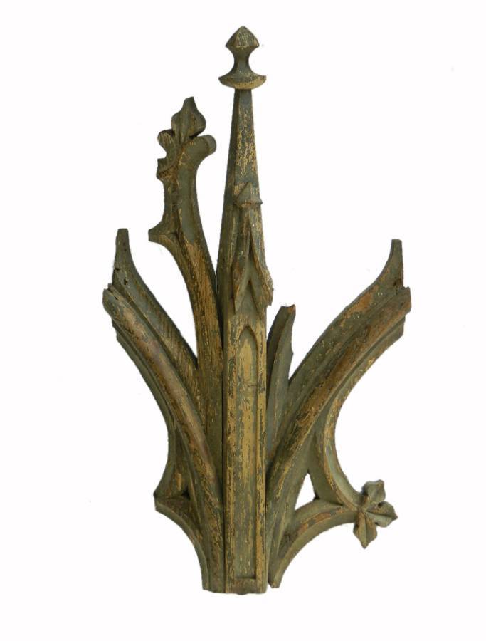 C19 Gothic Wall Light French Chapel Architectural Element Carved Wood 
