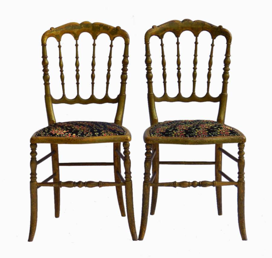 Pair Napoleon III Side Chairs Chiavari 