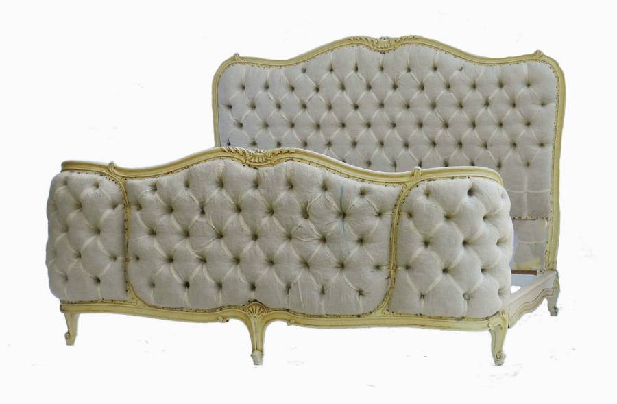 French Bed  Base UK King size US Queen Corbeille Button Back ready for top covers