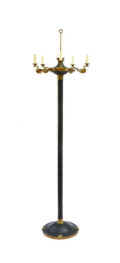 French Floor Lamp Empire Revival Ormolu Swan Neck Standard Lamp