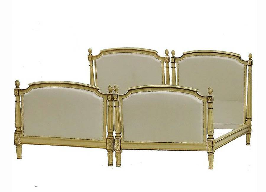 Pair of French Single Beds Twin Original Paint circa 1910 Louis XVI Revival