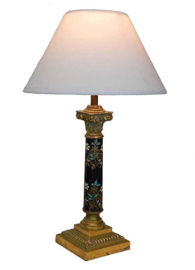 French Corinthian Column Table Lamp c1900