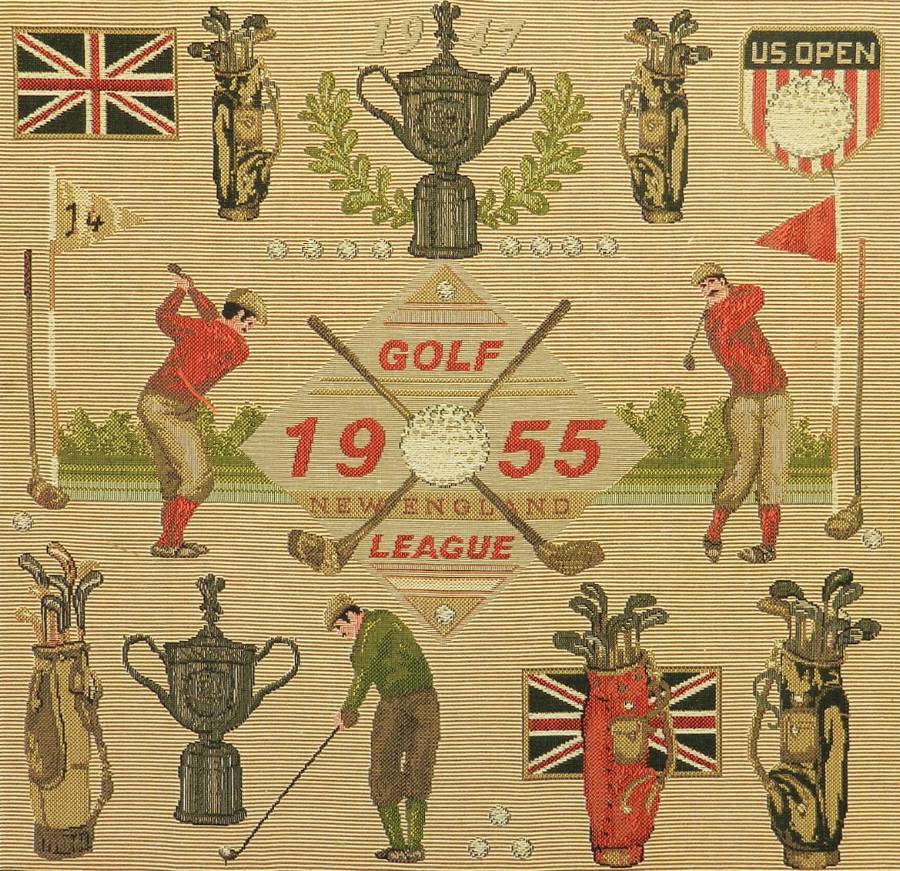Midcentury Golf US Open Wall Hanging Commemorative Tapestry New England League