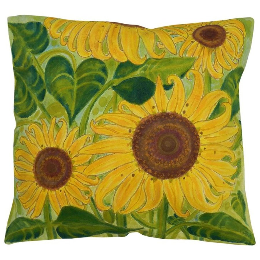 One of a Kind Pillow HandPainted Sunflower Unique Throw Cushion Artist Signed