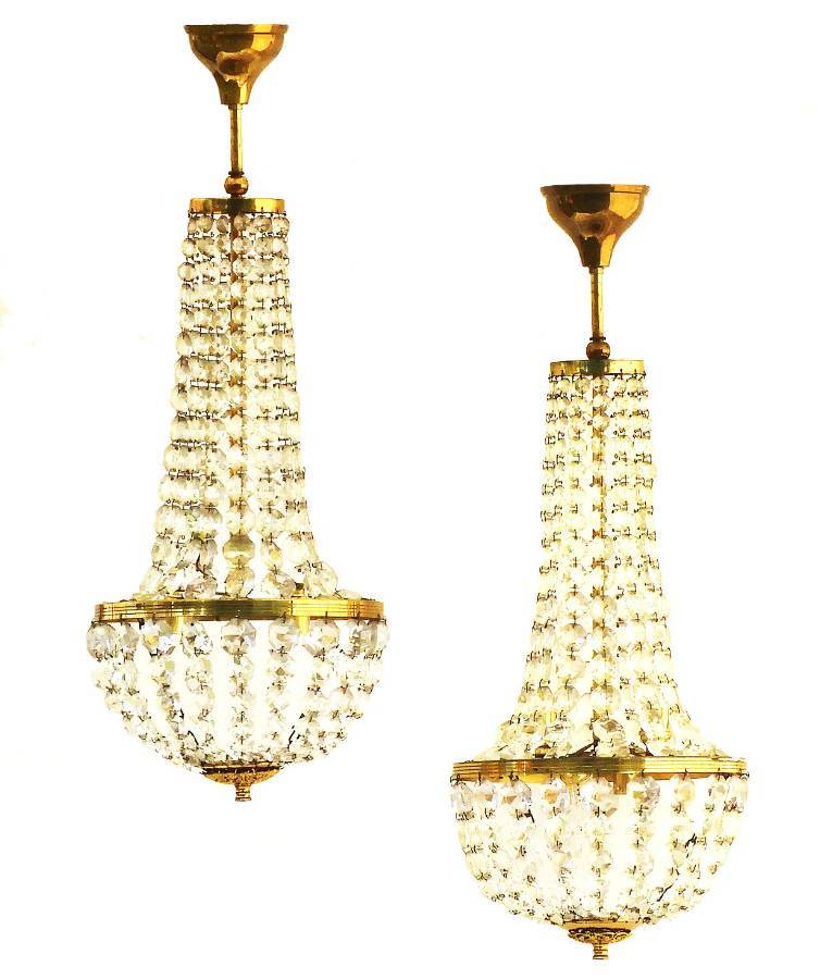 Pair of Belle Epoque Chandeliers French Mongolfiers Balloon Crystal circa 1900