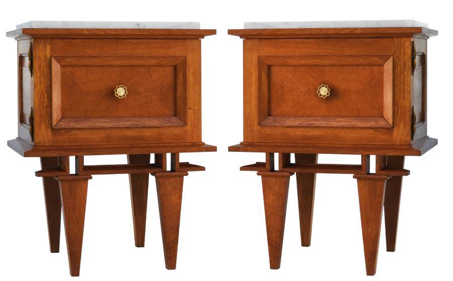 Pair Side Cabinets Mid Century Nightstands Bedside Tables French c1950