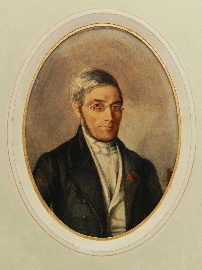 Portrait of a French Gentleman 19th Century Watercolor Original Painting 