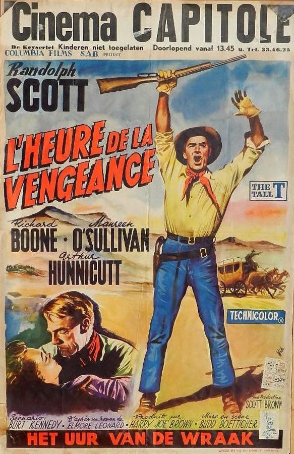 c1957 Western Original Film Poster Randolph Scott Belgian version of The Tall T