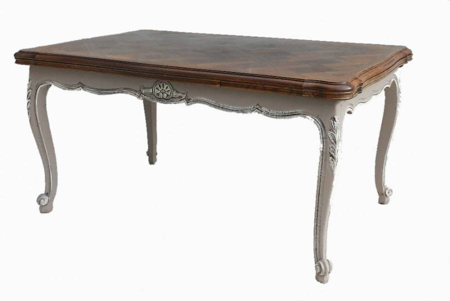 French Vintage Extending Dining Table Louis XV rev Painted Oak 