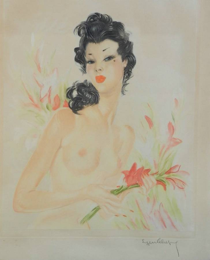 Original French Signed Print by Eugene Leliepvre contemporary of Domergue 
