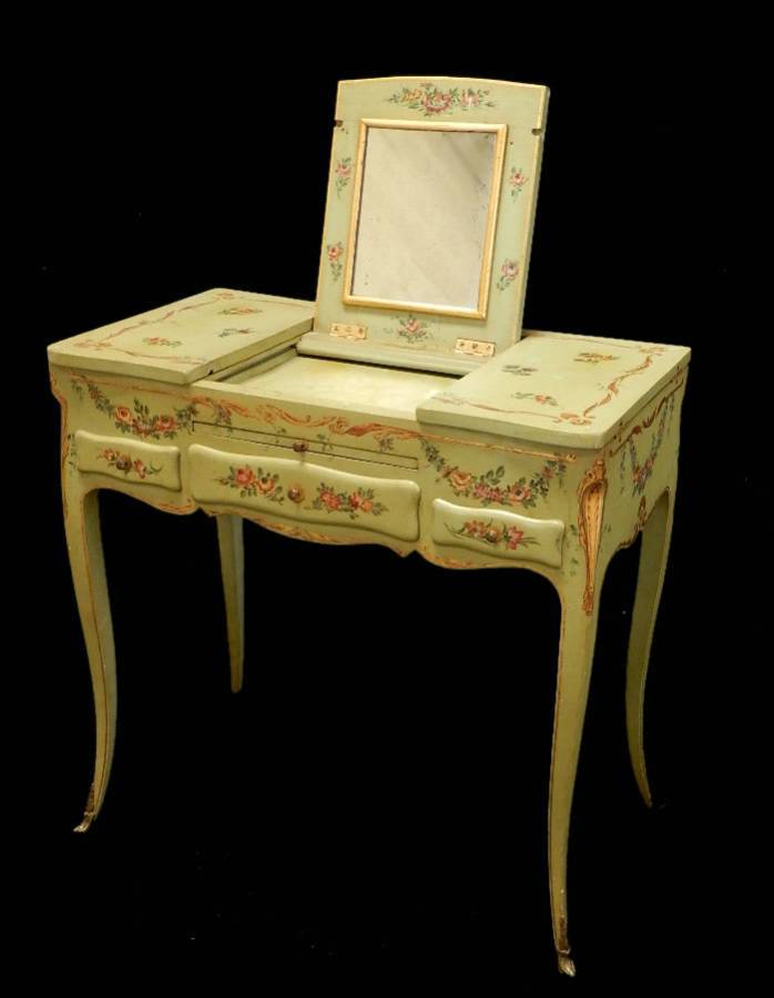 C19 French Italian Louis Painted Dressing Table Writing Coiffeuse 