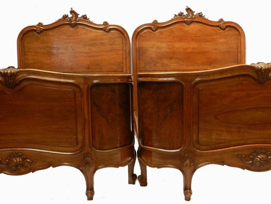 Rare Pair C19 Antique French Louis Beds  Bases Corbeille Mahogany  Rosewood 