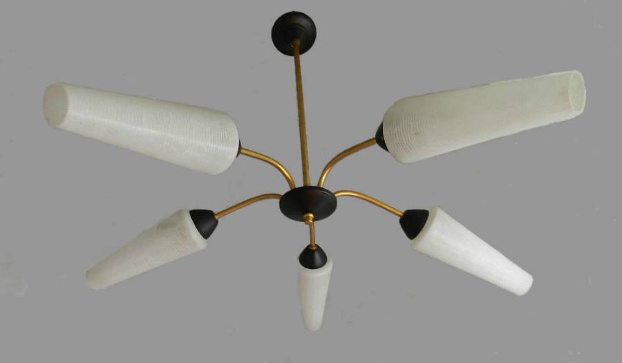 Mid Century 1950s French Italian Vintage Chandelier Ceiling Light