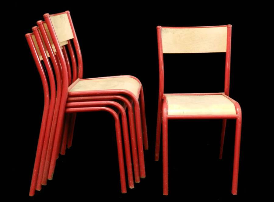 10 Red Stacking Chairs Mid Century will sell as 6  4