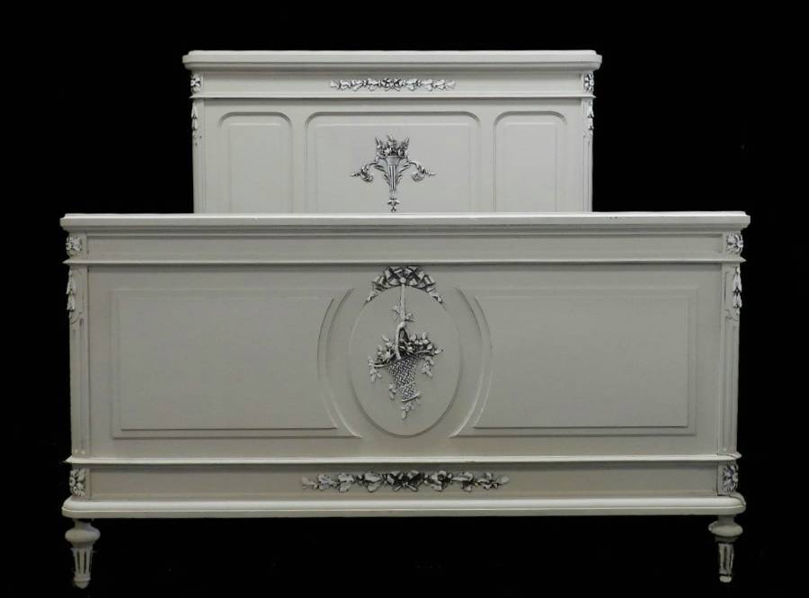  C19 Louis XVI French Antique Kingsize Bed painted