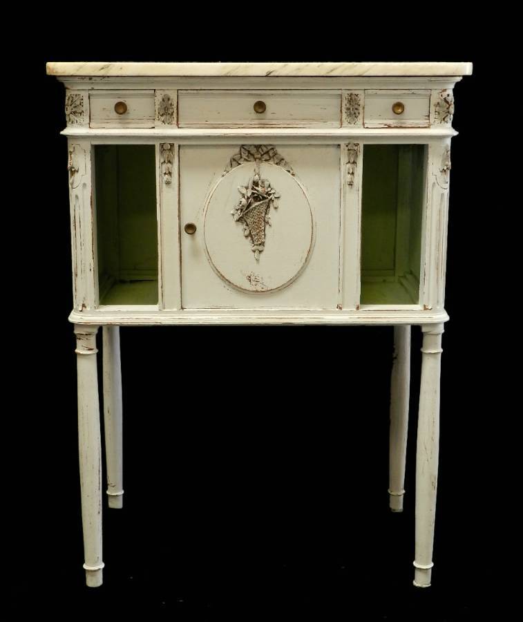 C19 Antique French Side Cabinet Louis XVI Nightstand Bedside Table