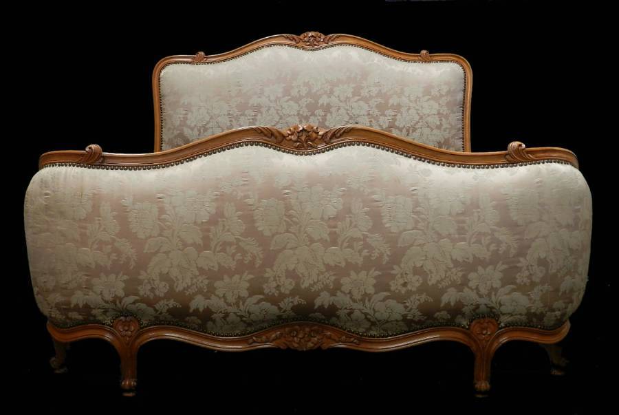 Early Vintage French Double Bed  Base Louis Corbeille