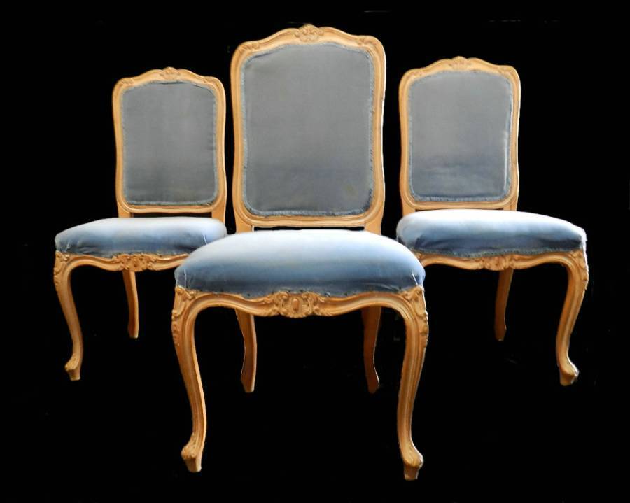 4 Broad seated early vintage French Louis Dining Chairs to recover 