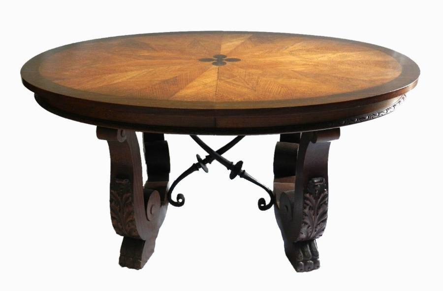 Unusual French Basque Spanish Centre  Dining Table Parquetry Inlaid Top