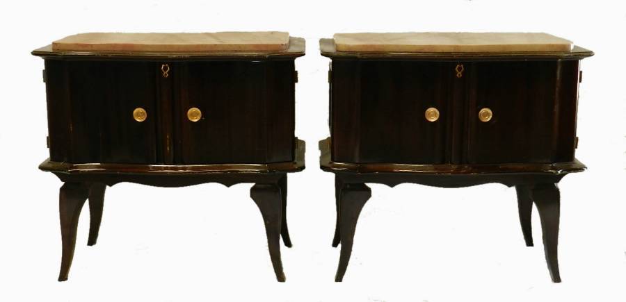 Pair Mid Century Deco French Side Cabinets Bedside Tables Nightstands