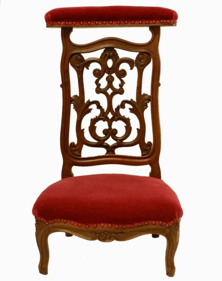C19 Ecclesiastical Side Chair French Prie Dieu Chair 