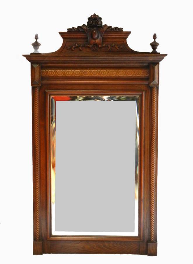 C19 French Mirror Crested Over Mantle  Mantel