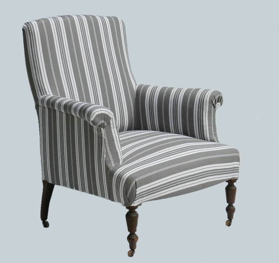 C19 Louis French Armchair Fauteuil Linen