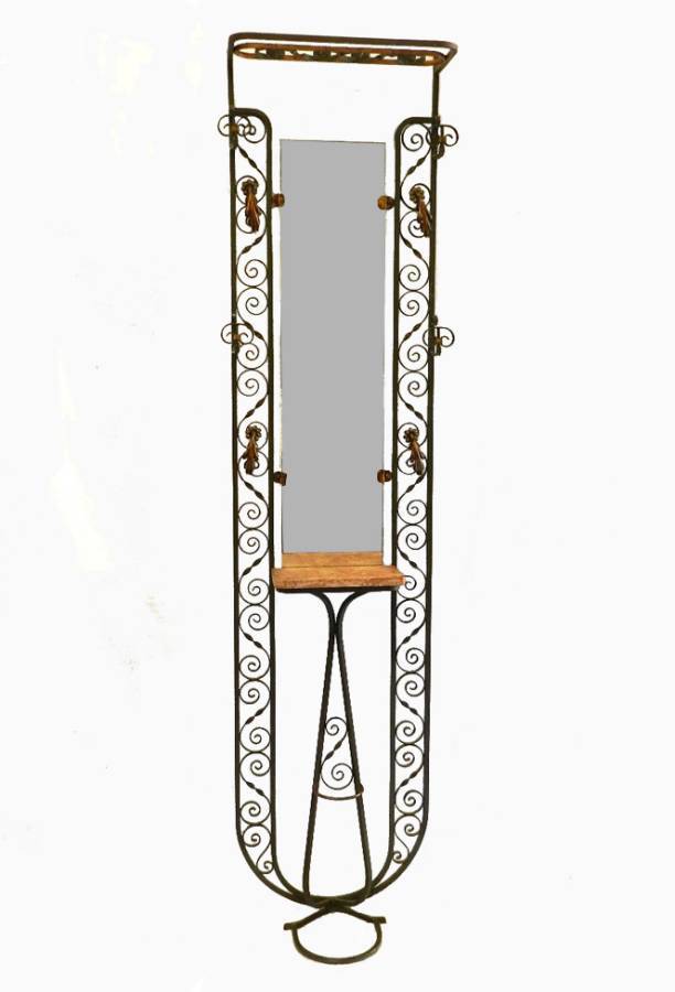 French Art Deco Hallstand Hat Coat  Stick Stand Mirror and Iron