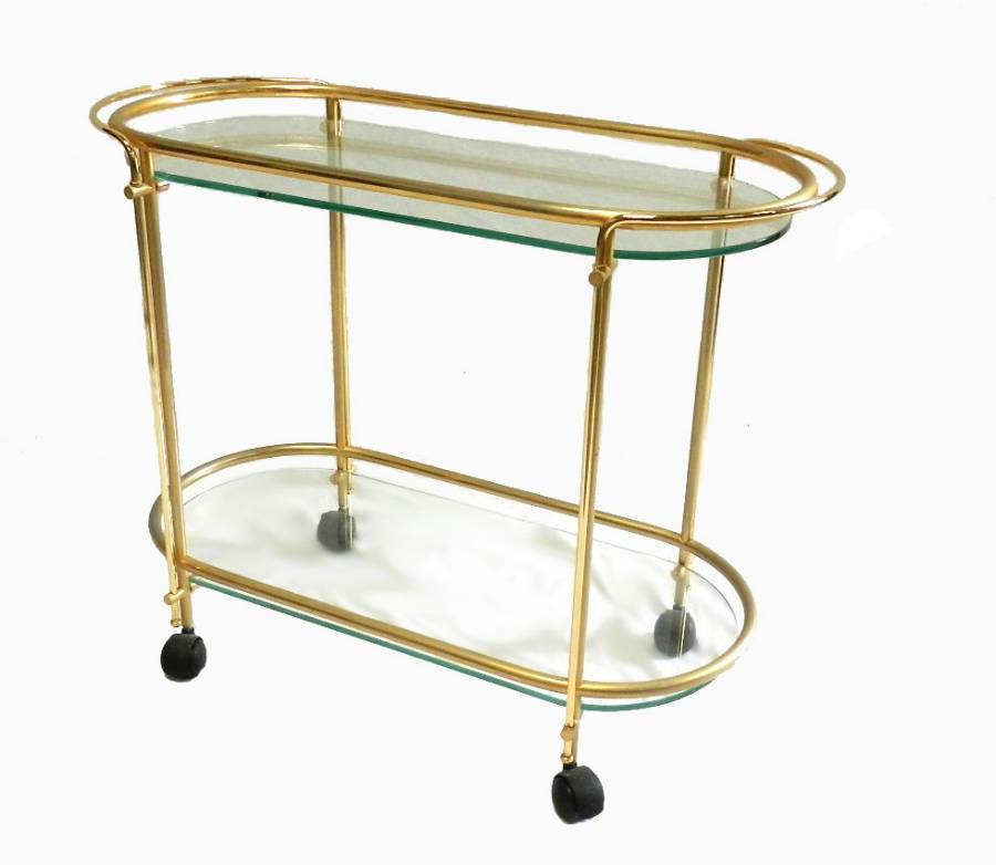 French Drinks Trolley Brass and Glass Coffee Tea Table