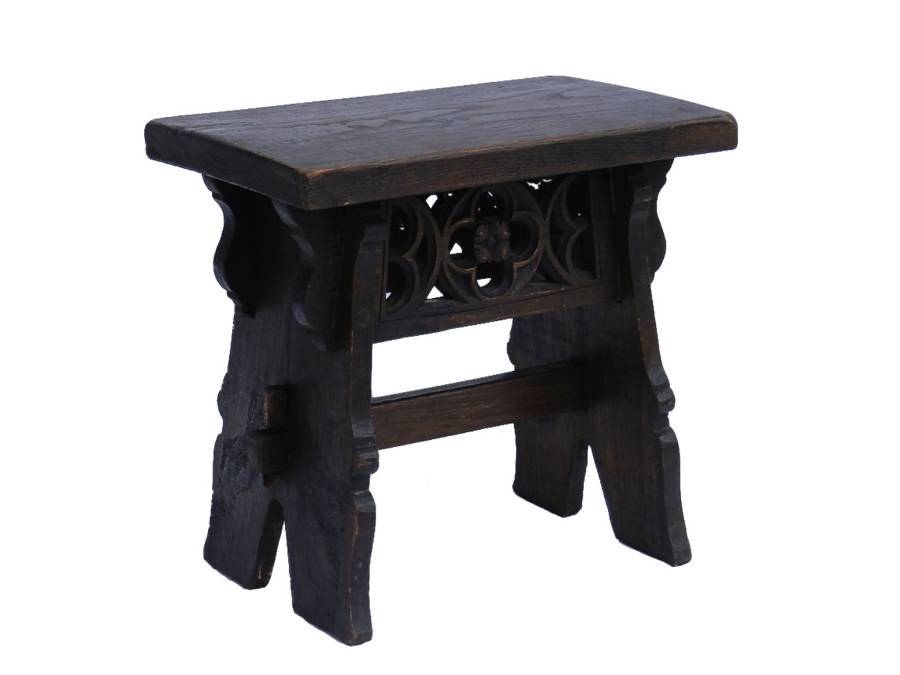 Provincial French Oak Gothic revival Stool 