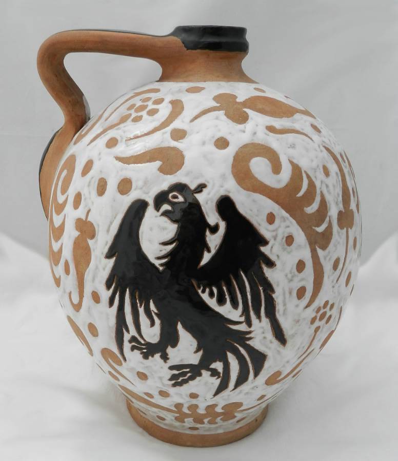 Art Pottery Iberian Pitcher Jug Terracotta Eagle Slipware