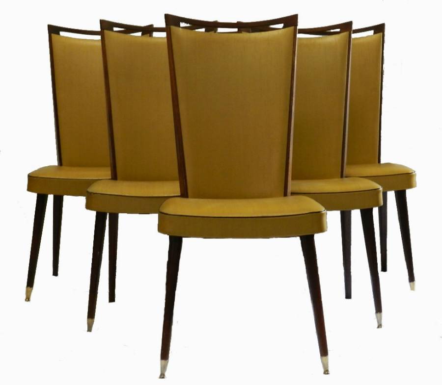 6 French Mid Century Dining Chairs