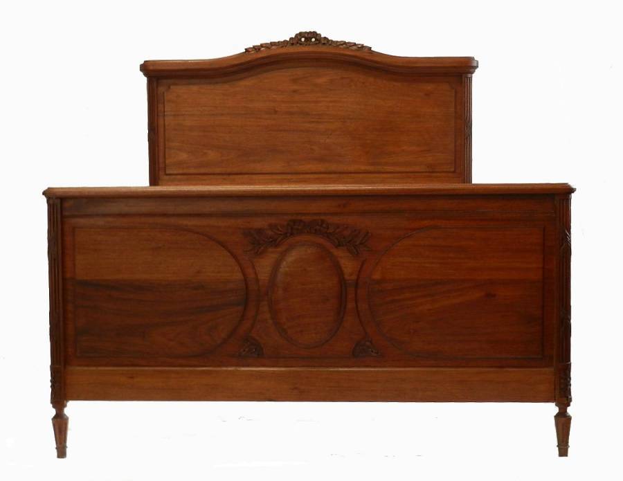 Classic C19 Louis XVI Mahogany French Double Bed  Base 