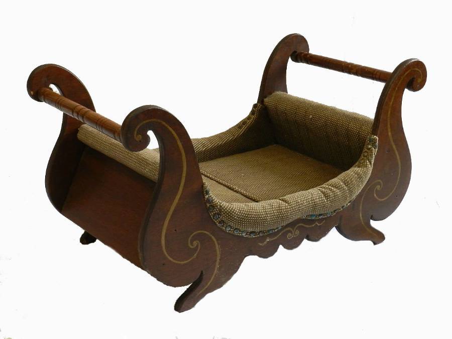 Rare French Folk Art Cat or Dog Bed 