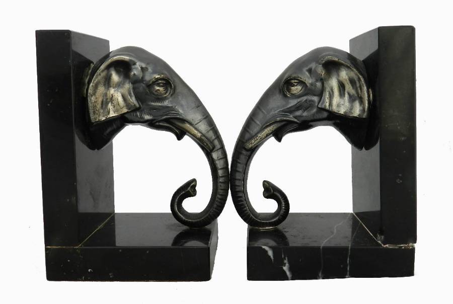 Pair French Art deco Elephant Bookends
